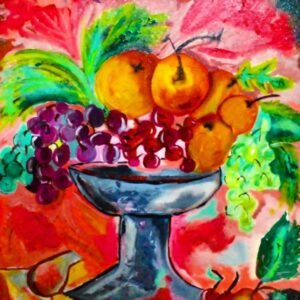 Bodegon de frutas y verduras vibrantes